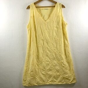 Cottonseed Womens Embroidered‎ Shift Dress Butter Yellow Cotton Coastal Boho